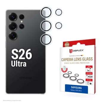 Camerlensbeschermingsglas e.v.i. S26 Ultra glas (voor Galaxy S26 Ultra), gehard koolstof, 10H, DLC, Quick Mount, enkele ring, transparant