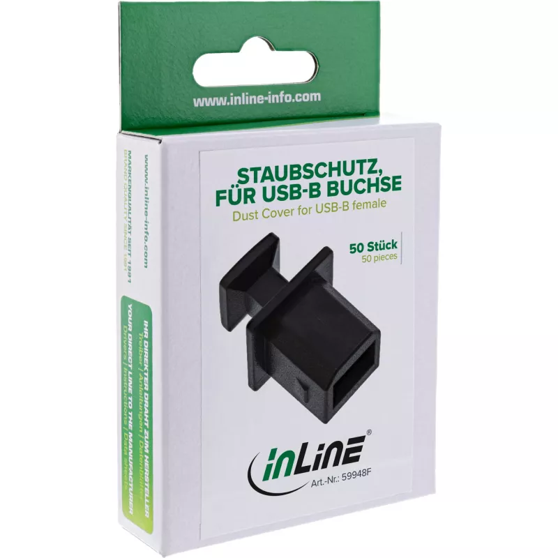 InLine stofkap voor USB-B-bus, zwart, 50 stuks