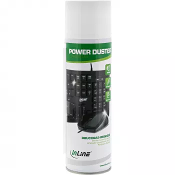 Reinigingsspray InLine Power De-Duster voor pc/server — hogedruk 400 ml, voor beeldschermen en kunststoffen