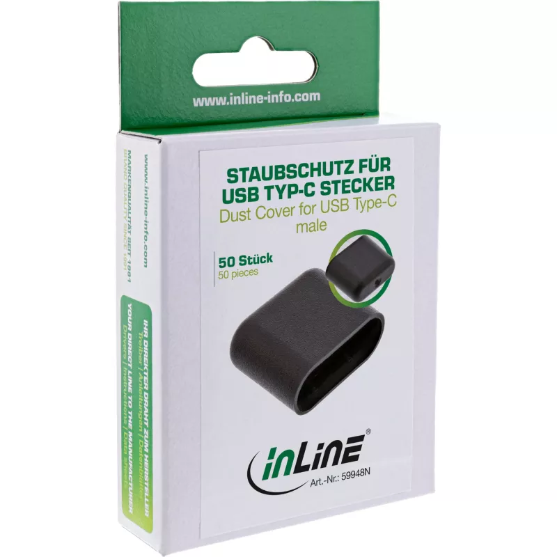Stofkap voor USB-C-stekker InLine 59948N zwart 50 stuks