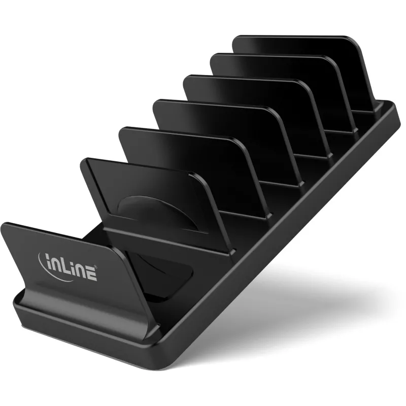InLine multi-standaard 6-vaks passieve houder voor bureau of plank, zwart