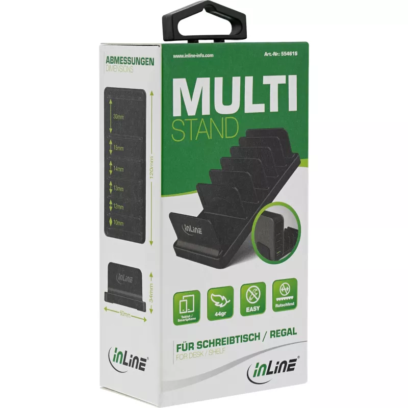 InLine multi-standaard 6-vaks passieve houder voor bureau of plank, zwart