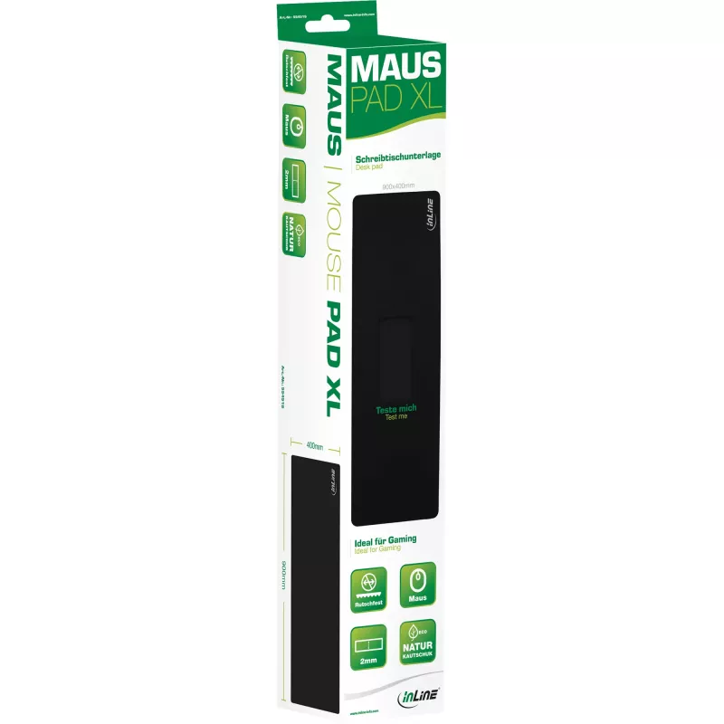 Bureaumat InLine muismat XL, textieloppervlak, zwart, 900×400×2 mm