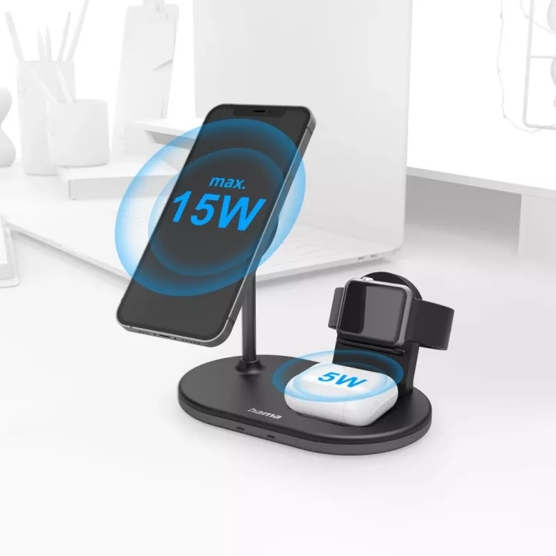 Hama MagCharge multi headset, smartphone, horloge zwart AC draadloos laden snelladen binnen