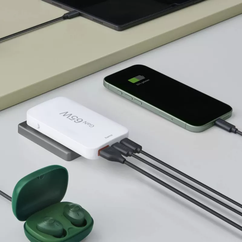 Hama 00125144 mobiele oplader headset, laptop, powerbank, smartphone, tablet wit AC snelladen indoor