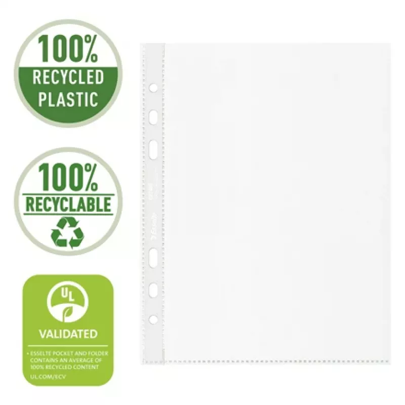 Esselte Recycle Pocket A5, 150 x 210 mm (A5), transparant, polypropyleen (PP), liggend/staand, boven, 0,07 mm