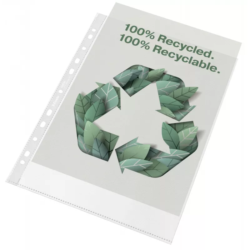 Esselte Recycle Pocket A4, 210 x 297 mm (A4), transparant, polypropyleen (PP), staand, boven, 0,07 mm