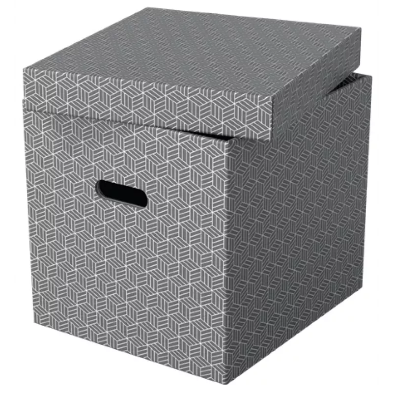 Esselte Home Storage Box Cube, 3-pack, karton, grijs, 320 mm, 315 mm, 365 mm, 850 g