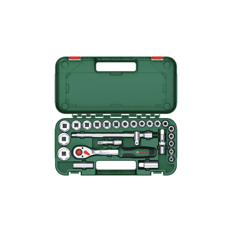 Bosch 1600A02Z9F 1/2 in ratel- en dopsleutelset, 25 st., groen