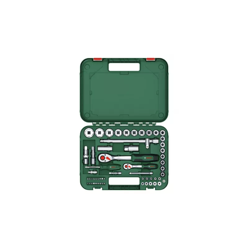 Bosch 1600A02Z9G 1/2 + 1/4 ratel- en dopsleutelset, 56 st., groen