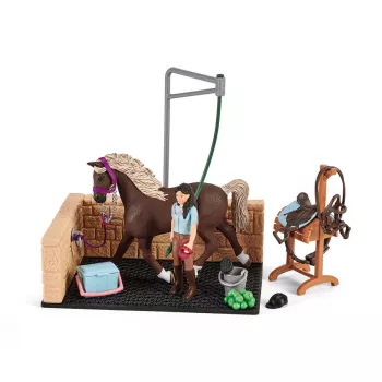 schleich HORSE CLUB wasplaats met Emily & Luna, dier, paardenstal, paarden, 5 jaar, veelkleurig, kunststof