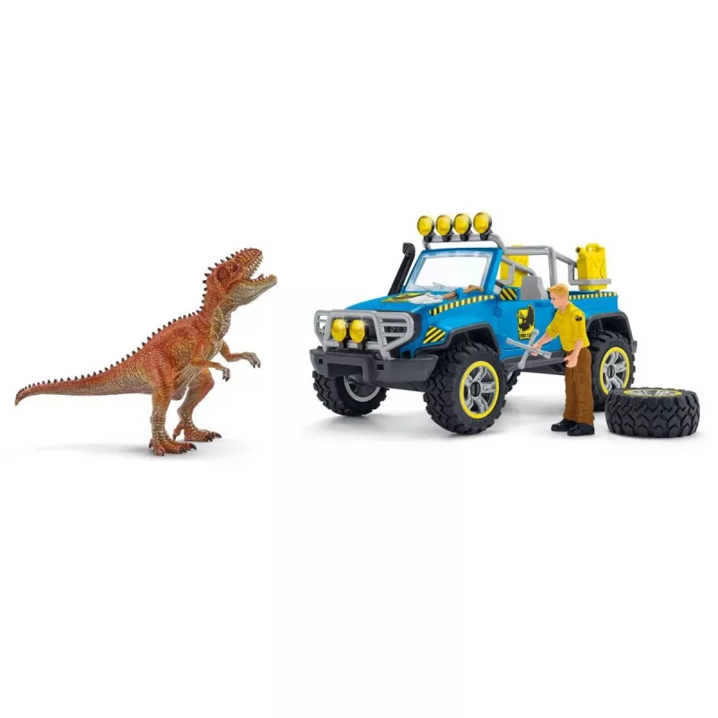 schleich Dinosaurs terreinwagen met dino-buitenpost