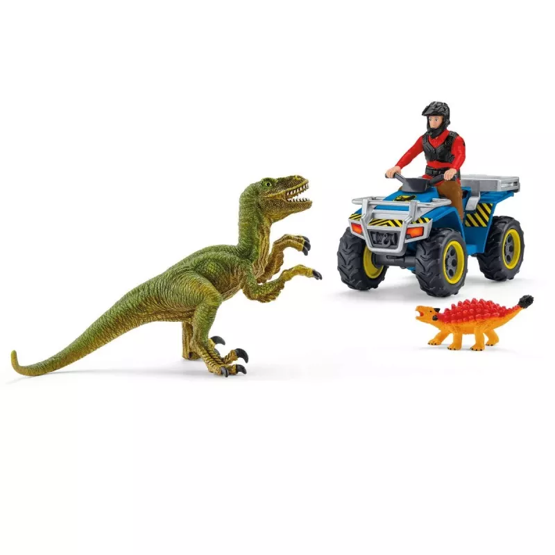 spelset Schleich Dinosaurs quad vlucht voor de Velociraptor