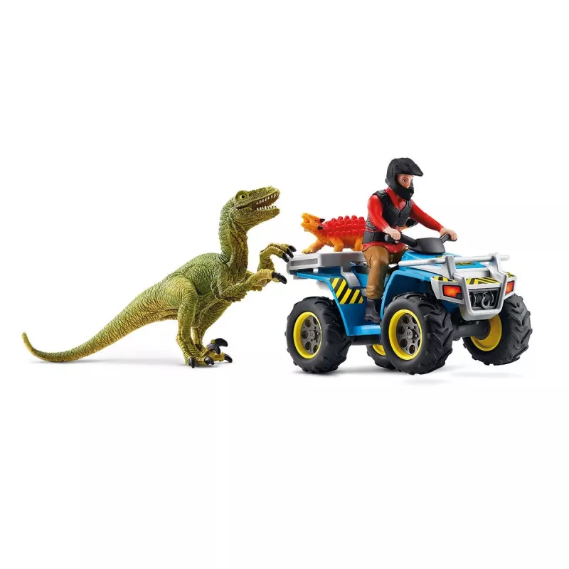 spelset Schleich Dinosaurs quad vlucht voor de Velociraptor
