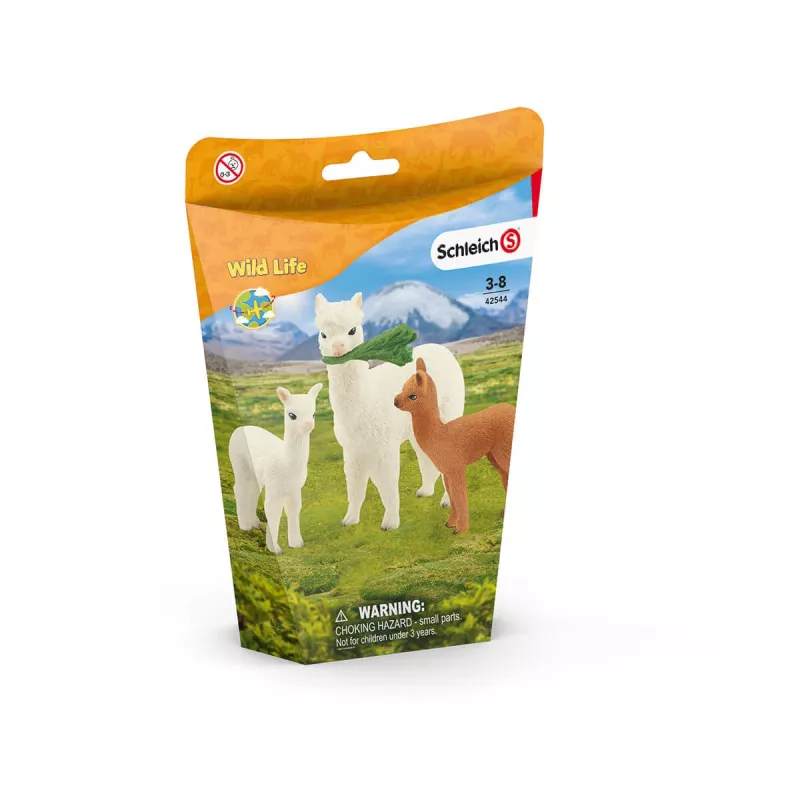 schleich WILD LIFE alpacaset, 3 jaar, Wild Life, bruin, groen, wit, 3 stuks