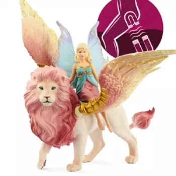 figuur Schleich BAYALA fee vliegend op gevleugelde leeuw