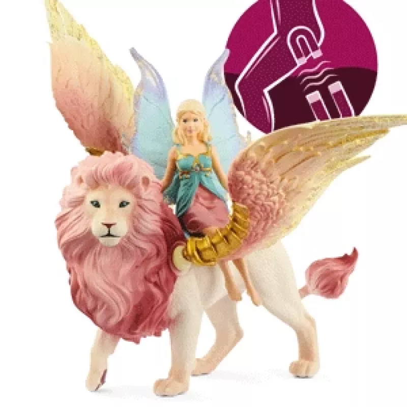 figuur Schleich BAYALA fee vliegend op gevleugelde leeuw