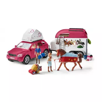 schleich HORSE CLUB paardenavontuur met auto en aanhanger, actie/avontuur, kamperen, paarden, 5 jaar, meerkleurig, kunststof
