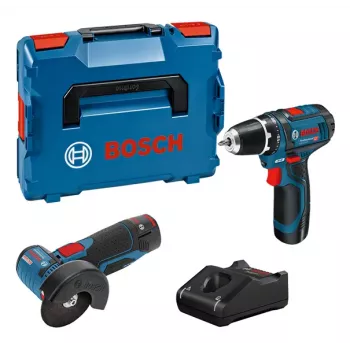 Bosch GSR 12V-15 + GWS 12V-76 + 2 accu's 2 Ah + GAL 12V-40 (L) Professional accu-gereedschapsset