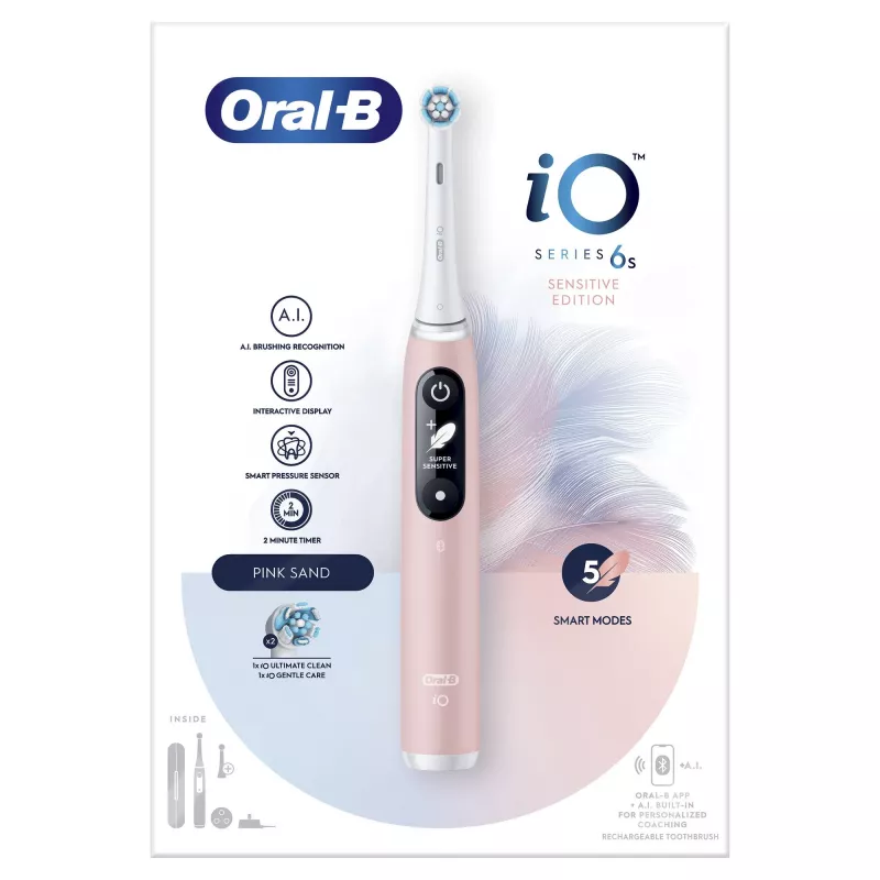 Oral-B iO 6S elektrische tandenborstel voor volwassenen roze, wit