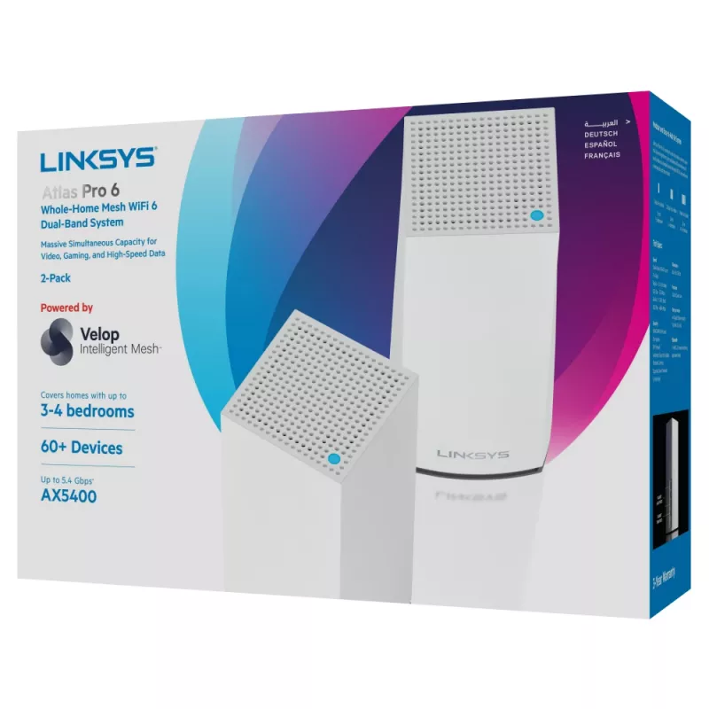 Linksys AX5400 Whole Home Mesh WiFi 6 dual-band systeem, 2-pack