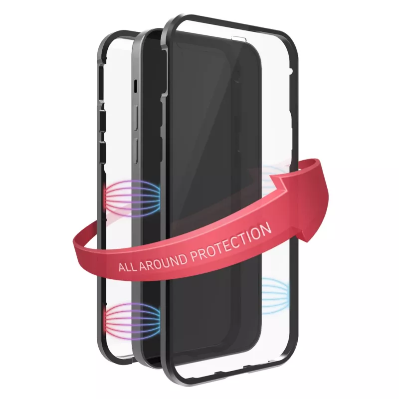 Hama 360° Glas telefoonhoesje cover zwart transparant voor iPhone 14 Pro Max
