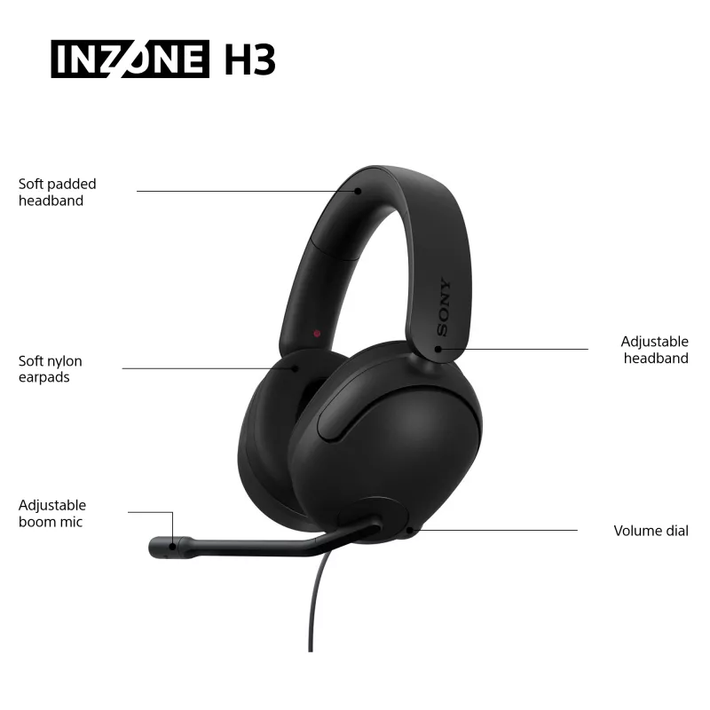 Bedrade over-ear-headset Sony INZONE H3 – zwart, model MDRG300B.CE7