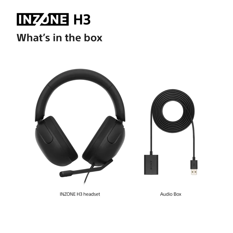 Bedrade over-ear-headset Sony INZONE H3 – zwart, model MDRG300B.CE7
