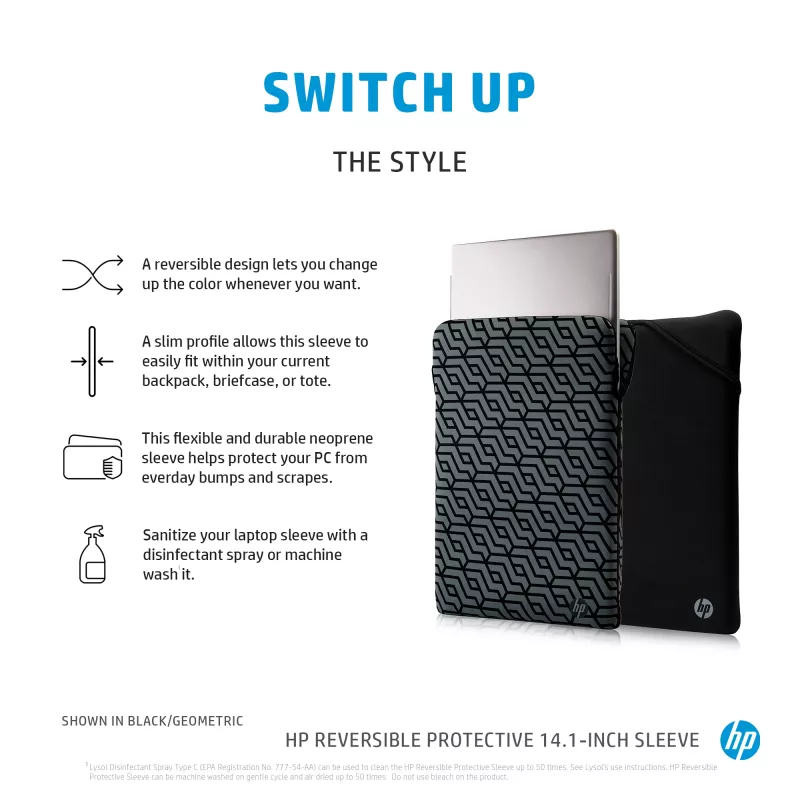 HP Reversible Protective 14,1-inch Geo laptophoes, beschermhoes, 160 g