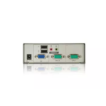 ATEN 2-poorts USB VGA KVM met audio (KVM-kabel inbegrepen), 2048 x 1536 pixel, QXGA, 0,142 W, grijs