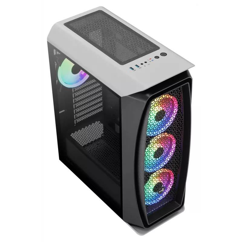Aerocool AEROONEDUOWHV1 Gaming ATX-behuizing 4xARGB-ventilator wit