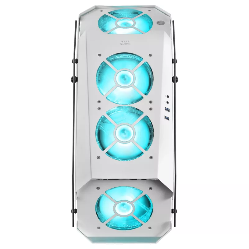 Mars Gaming MC51W wit pc-gaming-ATX-behuizing met dubbel gehard glas, 5x RGB 12cm ventilator