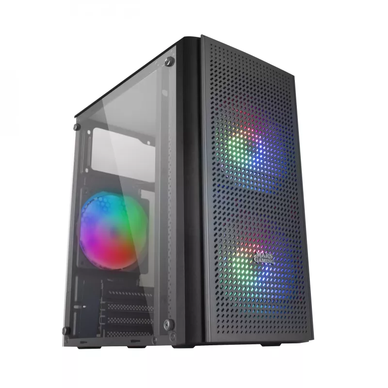 Mars Gaming MC300 Micro ATX Tempered Glass PC-behuizing 3xFRGB ventilator Zwart