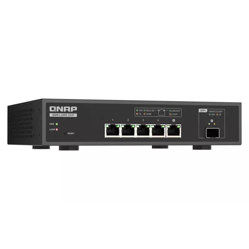 QNAP QSW-L3205-1C4T 4 Managed 10G Ethernet (100/1000/10000) Desktop Zwart