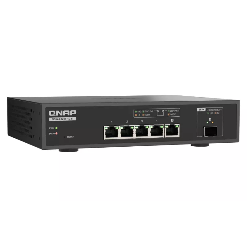 QNAP QSW-L3205-1C4T 4 Managed 10G Ethernet (100/1000/10000) Desktop Zwart