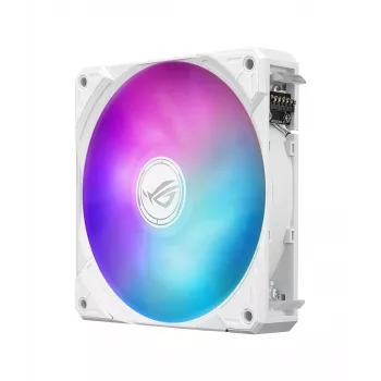 All-in-one vloeistofkoeler ASUS ROG Ryuo IV SLC 360 ARGB White Edition — 360mm-radiator, 3× 120mm-ventilator, AMOLED-display, ondersteuning voor LGA 1700