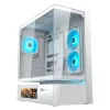 COUGAR CFV235 Vision midi-tower pc-behuizing – ARGB, 23,3 cm (9,16 inch) LCD, gehard glas, wit, ondersteunt ATX/Micro-ITX, 2x 3,5 inch + 2x 2,5 inch