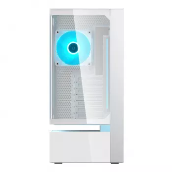 COUGAR CFV235 Vision midi-tower pc-behuizing – ARGB, 23,3 cm (9,16 inch) LCD, gehard glas, wit, ondersteunt ATX/Micro-ITX, 2x 3,5 inch + 2x 2,5 inch