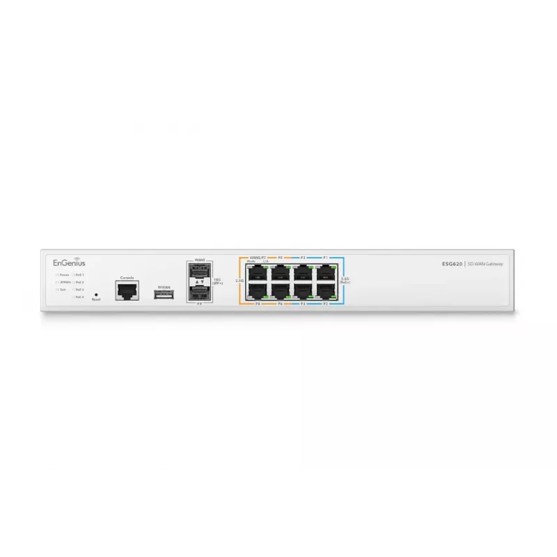 EnGenius Cloud Managed Security Gateway 2 x 2,5 GbE LAN & 6 x 2,5 GbE WAN & 2 SFP+-poorten