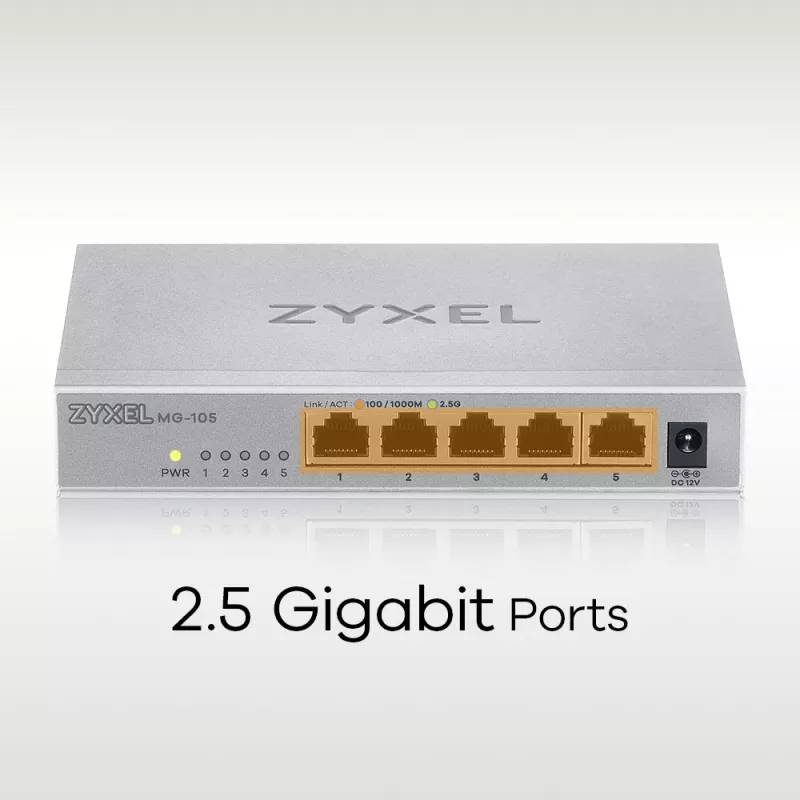 Zyxel MG-105 unmanaged 2.5G Ethernet (100/1000/2500) staal