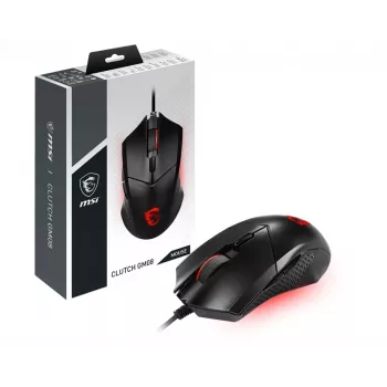MSI CLUTCH GM08 optische gaming-muis '4200 DPI optische sensor, 6 programmeerbare toetsen, symmetrisch ontwerp, duurzame schakelaar met meer dan 10 miljoen klikken, gewichtsaanpassing, rode LED'