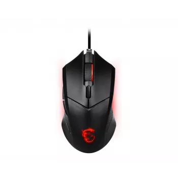 MSI CLUTCH GM08 optische gaming-muis '4200 DPI optische sensor, 6 programmeerbare toetsen, symmetrisch ontwerp, duurzame schakelaar met meer dan 10 miljoen klikken, gewichtsaanpassing, rode LED'
