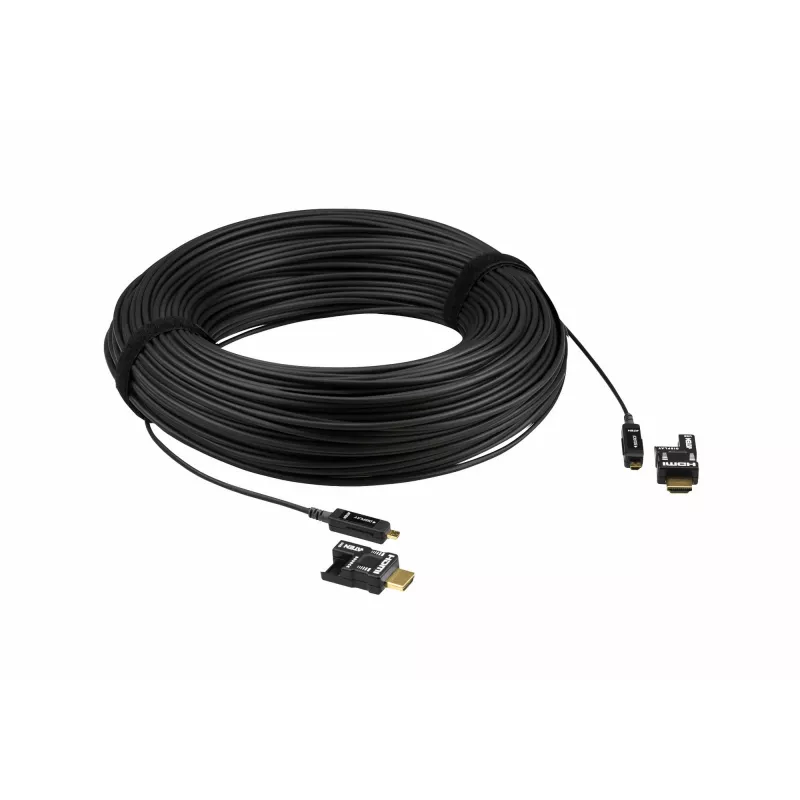 ATEN 100m 4K HDMI actieve optische kabel, 100 m, HDMI type D (micro), HDMI type D (micro), 3D, 18 Gbit/s, zwart