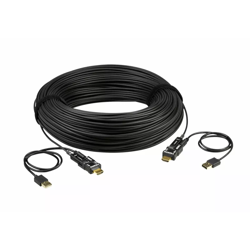 ATEN 100m 4K HDMI actieve optische kabel, 100 m, HDMI type D (micro), HDMI type D (micro), 3D, 18 Gbit/s, zwart