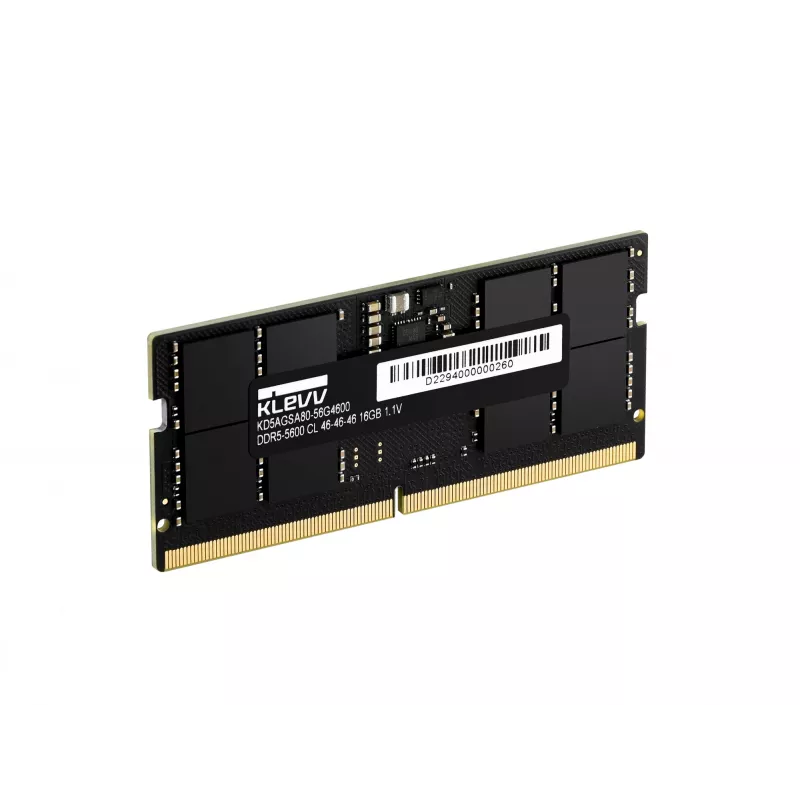 Klevv 16GB laptop-RAM-module DDR5 5600MT/s PC5-44800 unbuffered non-ECC SODIMM 1,1V 2GX8 CL46