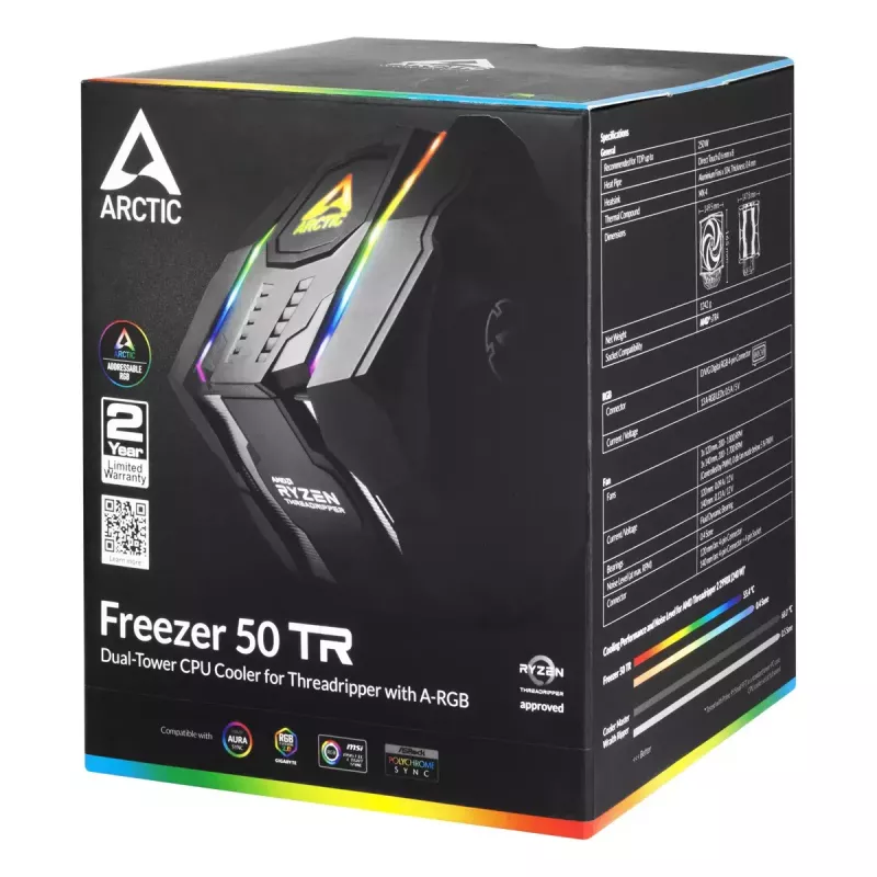 ARCTIC Freezer 50 TR - dual-tower CPU-koeler voor AMD Ryzen Threadripper met A-RGB