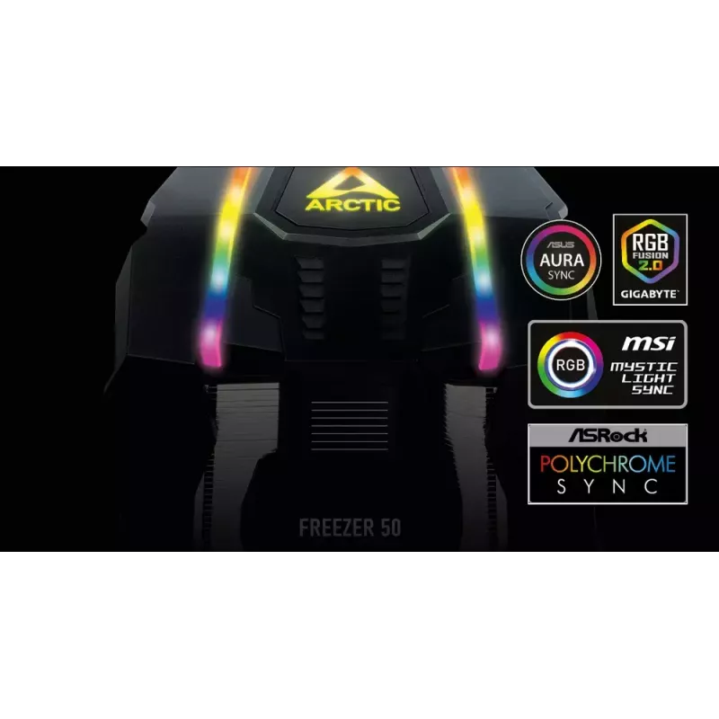 ARCTIC Freezer 50 incl. A-RGB-controller – multi-compatibele dual-tower CPU-koeler met A-RGB