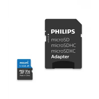 Philips FM51MP65B/00 microSDXC-kaart, 512 GB, Class 10, UHS-I U3, incl. adapter