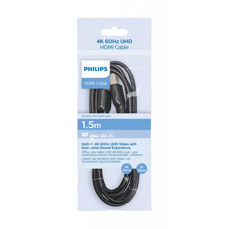 Philips SWV5510/00 HDMI-kabel 1,5 m type A stekker 18 Gbit/s Zwart