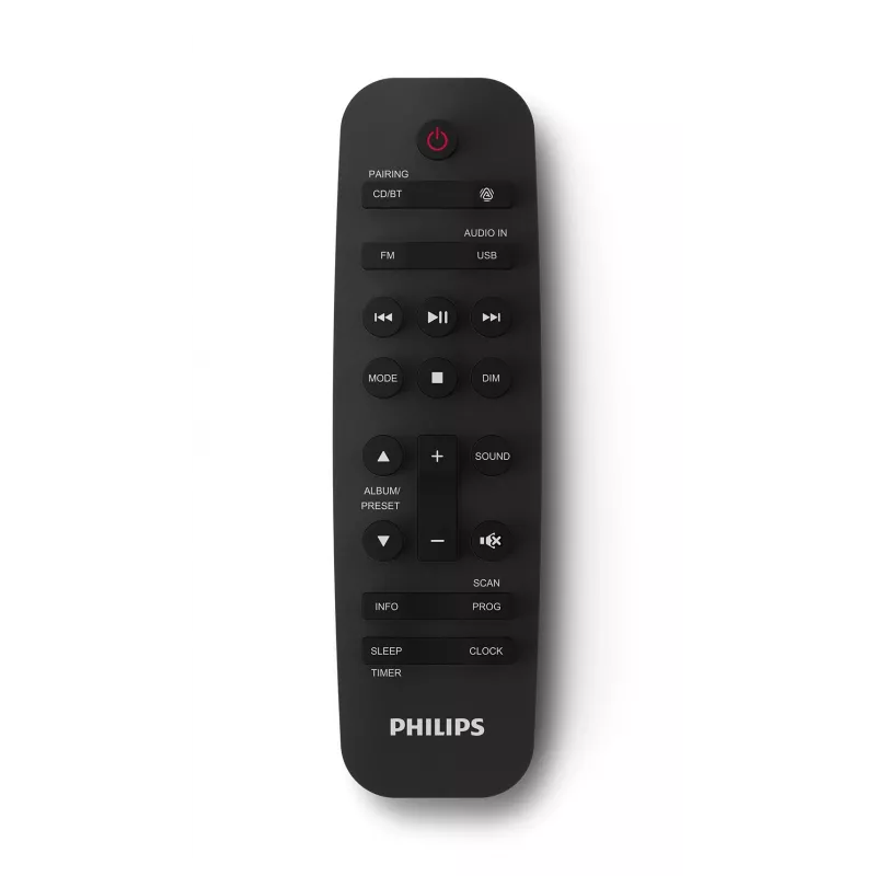 Home-audio-microsysteem Philips TAM4205M2/12 — 80 W RMS, 2-weg luidspreker, Bluetooth, FM, LED-display, lade met cd-lade (Zwart/Zilver)